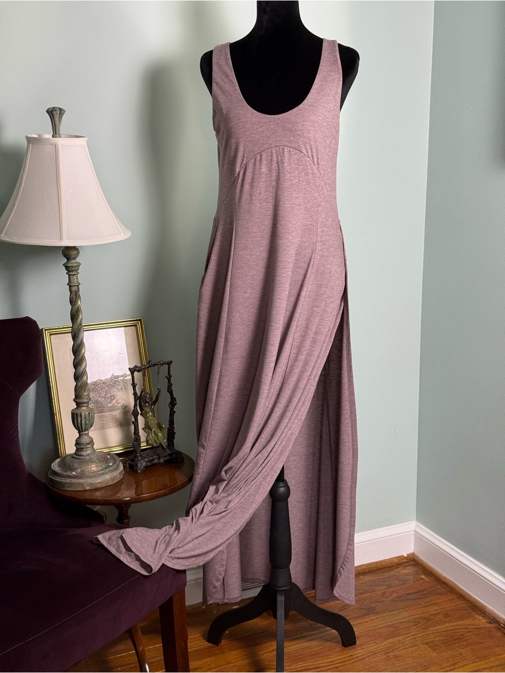 Halara Sleeveless V-Neck Tea Color Maxi Dress With Side Slits - Size S - Picture 4 of 9